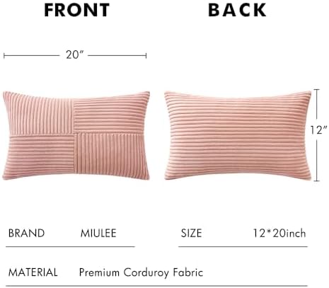 MIULEE Pink Decorative Lumbar Throw Pillow Covers 12x20 Inch 2 Pack - Image 6