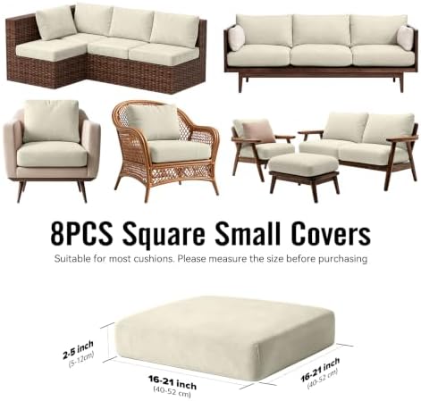 8Pcs Outdoor Cushion Covers, Stretch Patio Furniture Couch Chair Slipcovers - Image 2