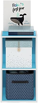 Furinno PASIR Book Shelf, 2-Tier Modern Bookshelf, Open Shelves Bookcase 9 x 12 x 21, Easy Assembly, for Living Room, Bedroom, Home Office, Light Blue/White - Image 5