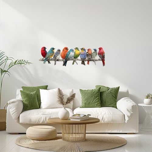 ANNA QUEEN Colorful Birds Wall Decals Peel and Stick Bird Wall Stickers on Branch, Removable Vinyl Nature Wildlife Wall Decor for Living Room Bedroom Nursery Window Hallway Large Bird Wall Art by ANNAQUEEN
