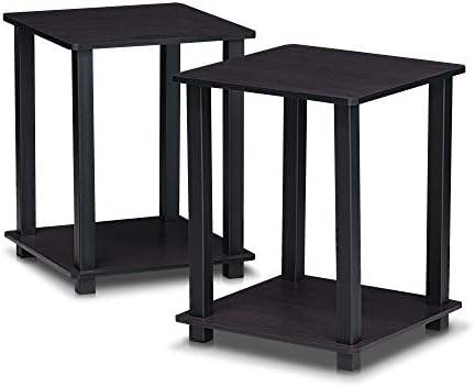 Furinno Simplistic Set of 2 Toolless Living Room Table Set, Dark Walnut by Furinno-FitsYourSpaceFitsYourBudget