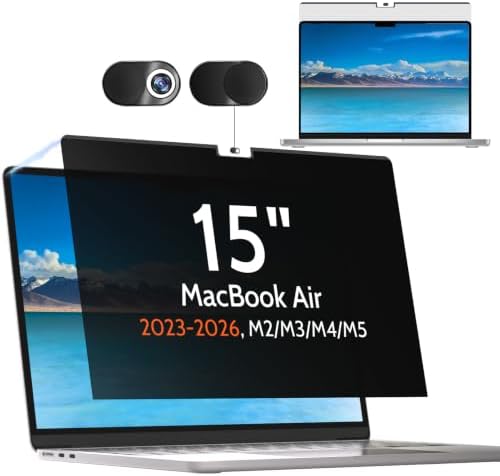 Mamol Privacy Screen for MacBook Air 15 Inch 2023-2026 (M2 M3 M4 M5), Magnetic Removable Anti Glare Blue Light Filter Protector by Mamol