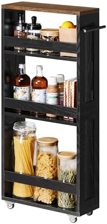 VASAGLE 4-Tier Slide-Out Storage Cart, Slim Kitchen Cart with Wheels by Unknown