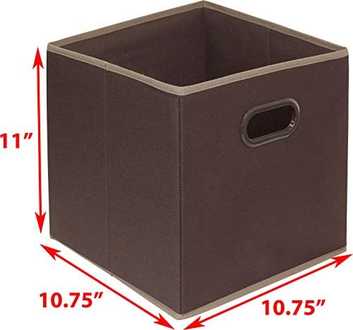 Simple Houseware 11-Inch Foldable Cube Storage Bins with Handles, Brown - Image 6