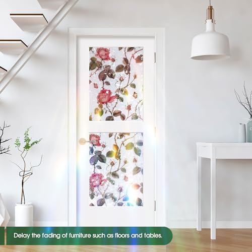 Window Privacy Film Stained Glass Window Film Decorative Static Cling Frosted Glass Cover Window Tint for Home Non-Adhesive 3D Laser UV Blocking - Image 4