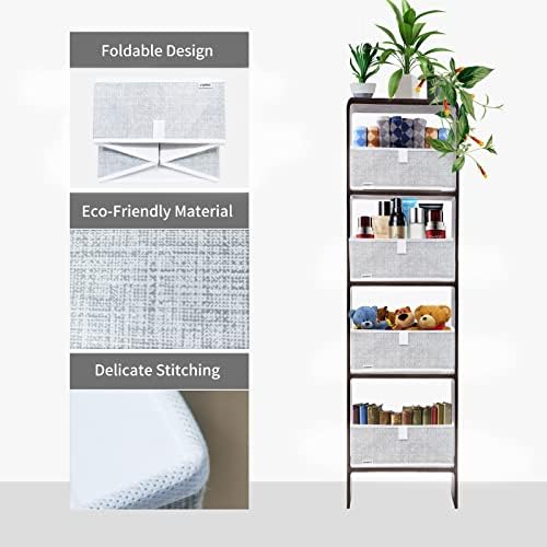 3 Packs Closet Storage Bins - Trapezoid Large Storage Box - Foldable Fabric Baskets for Organizing Clothes - Baby Toiletry, Toys, Towel, DVD, Book (1# Grey, 11.6 x 11.6 x 7.9 inches) - Image 4