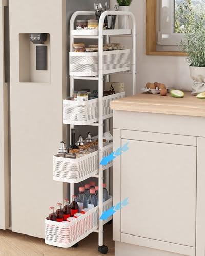 UMDONX 5-Tier Narrow Mobile Storage Cart with Pull-Out Baskets by UMDONXBuyNow