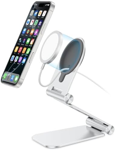 OMOTON MS02 Phone Stand for Magsafe Charger, Phone Holder for iPhone Silver by OMOTON
