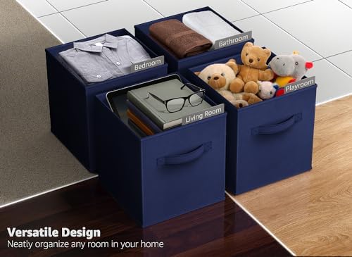 Sorbus Fabric Storage Cubes, 8 Pack, with Handles (Navy Blue) - Image 6