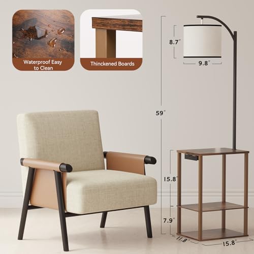 SUNMORY Floor Lamp with Table Shelves, End Side Table for Living Room - Image 3