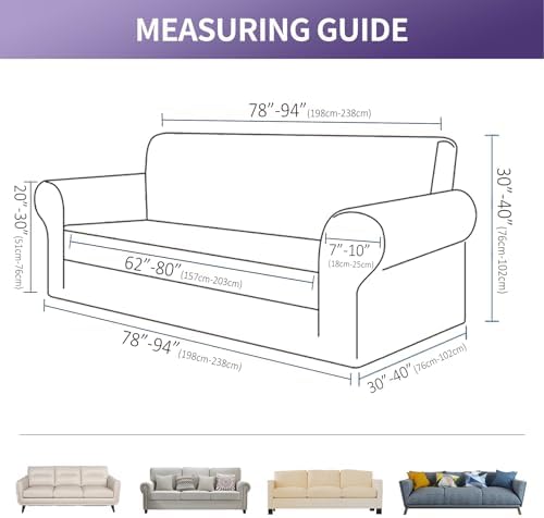 Joccun Stretch Couch Cover Slipcovers, 1-Piece Sofa Covers for 3 Cushion Couch Spandex Jacquard Washable Furniture Protector Cover for Living Room,Kids,Pets(Sofa,Tan) - Image 2