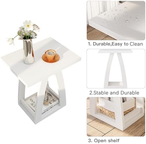 FROMJBEST End Tables Living Room, Side Table, White End Table Set of 2 - Image 5
