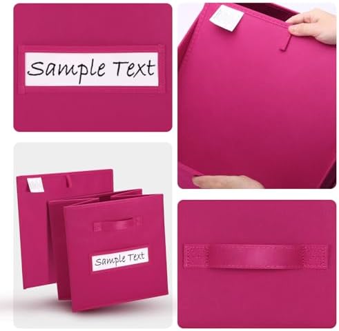 Fabric storage cubes (8 Pack) 13 Inch Cube Storage Bin, cube organizer bins with 8 Labels Window Cards & a Pen, Foldable cube organizer bins and Storage Box, Dark pink - Image 3