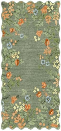 Front Door Mat Indoor Entrance - 2x4.3 Ft Sage Green Floral Washable Layered Doormat Outdoor Entrance Porch Rug Non-Slip Boho Runner Rug for Kitchen Hallway Bedroom Laundry Room Porch Decor - Image 7