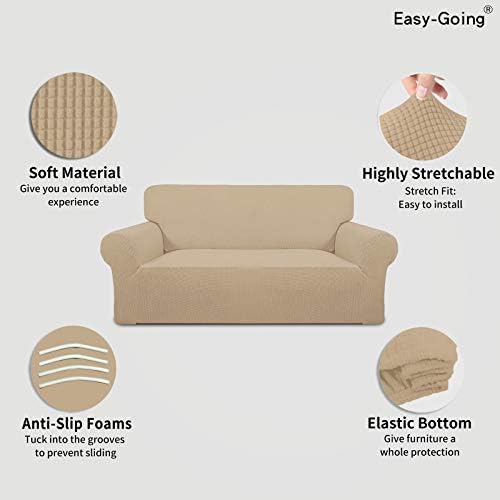 Easy-Going Stretch Oversized Loveseat Couch Covers Washable Sand - Image 3