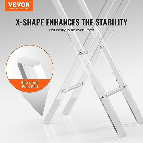 VEVOR Acrylic Folding Tray Table, Acrylic End Table with Folding X Leg, Clear Acrylic Side Table for Coffee, Drink, Food, Snack for Living Room & Bedroom - Image 7