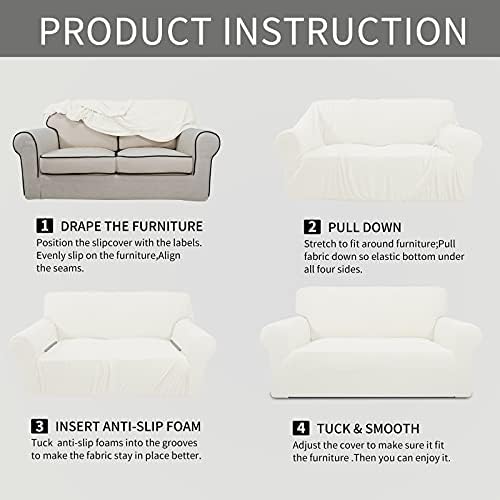 Easy-Going Stretch Chair Slipcover with Arm Washable Cream - Image 6