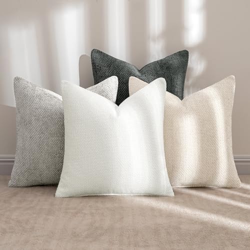 MIULEE Soft Decorative Chenille Pillow Covers Gray 20x20 Pack of 4 - Image 2