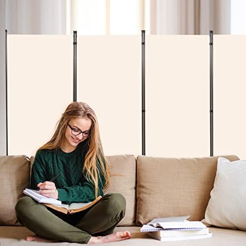 Room Divider 4 Panel Folding Privacy Screen, Round Pad Design Wall Divider - Image 5