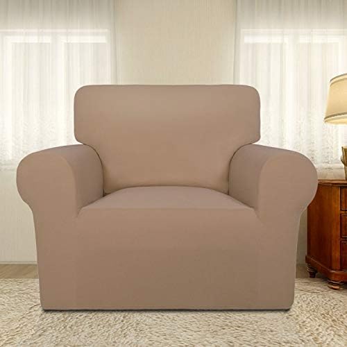 PureFit Super Stretch Chair Covers Fleece Couch Covers for Sofa Camel - Image 2