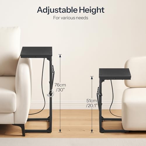 HOOBRO Side Table for Couch, Adjustable Height C Shaped End Table - Image 3