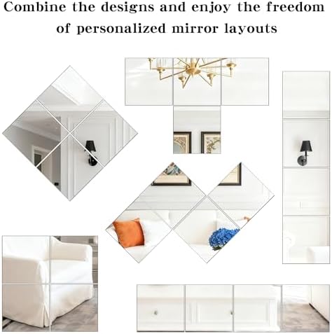 4 Pack Acrylic Mirrors for Wall,10×10Inch Self Adhesive Frameless Small Mirror Tiles, Flexible Plastic Mirror Sheets for Bedroom Home Gym Door (4Pcs 10×10inch) - Image 6