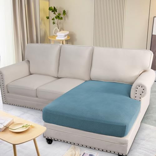 H.VERSAILTEX Super Stretch Individual Chaise Cover Sectional Couch Covers for L Shaped Sofa Both Left/Right Featuring Thick Jacquard Textured Twill Fabric (1 Piece Chaise Cover, Storm Blue) - Image 2