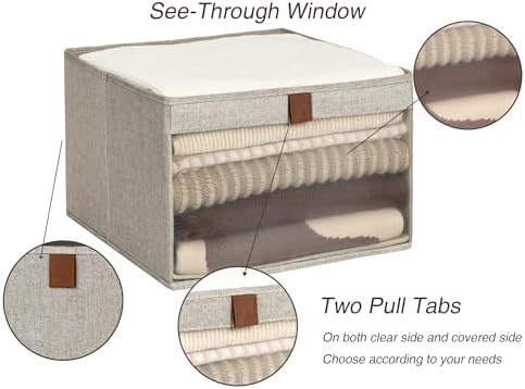 StorageWorks Closet Storage Bins with Clear Window, Brown and Beige, 3-Pack - Image 5