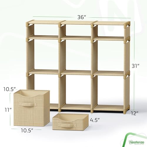 Cube Storage Organizer with Storage Bins Included - The Perfect Closet Organizers and Storage Solution. Includes 9 Storage Cubes, Great For Toy Storage, Closet Storage, Clothes Storage (Beige) - Image 3
