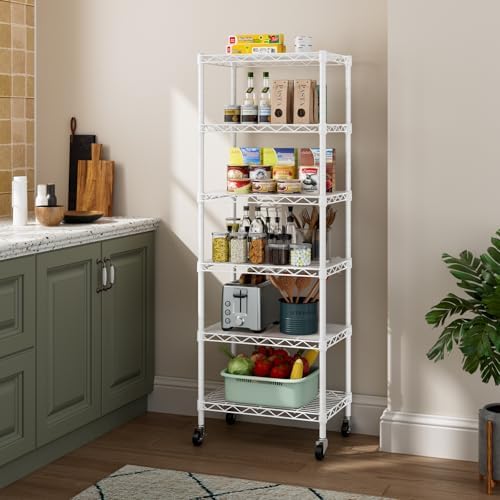 Golpart Small Shelves Storage Wire Metal Adjustable Shelf Unit with Wheels - Image 2