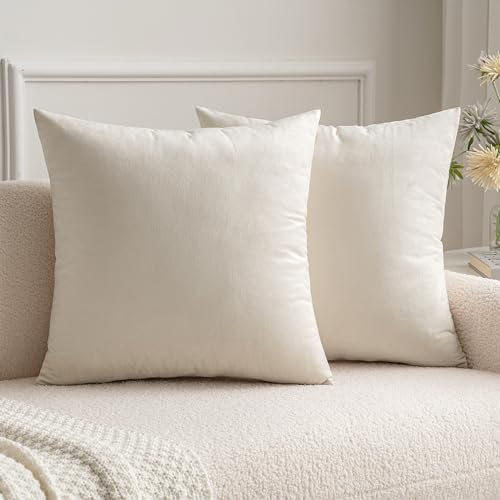 MIULEE Velvet Throw Pillow Covers 14x14 Inch Pack of 2 Cream White by MIULEE