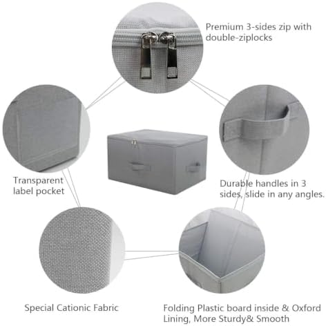17.6 X 13.6 X 9.7",Folding Closet Clothes Storage Boxes with Zip Lid, 2 PCS - Image 3