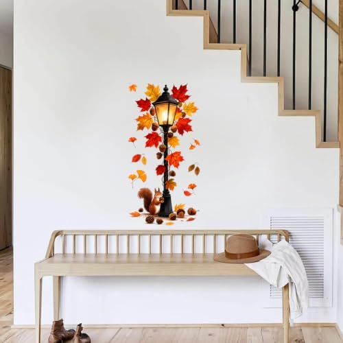 Autumn Lantern Squirrel Wall Decals Peel and Stick Fall Wall Stickers, Woodland Animal Removable Vinyl Wall Decor, Rustic Nature Wall Art for Bedroom Living Room Nursery Farmhouse Home Decorations - Image 7