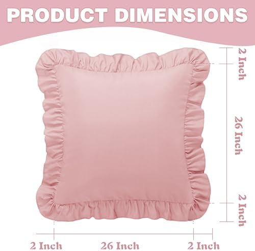 KKJIAF 2 Pack Ruffle Pillow Cases 26x26 Inches, Light Pink - Image 3