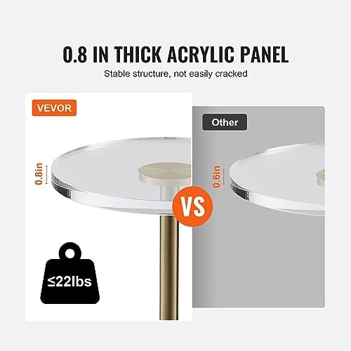 VEVOR Clear Acrylic Side Table, Modern End Table with Solid Base, φ12 inch Round Tabletop, 21 inch High, 20mm Thick, for Coffee, Drink, Food, Snack Used in Living Room, Bedroom, Office, Easy Assembly - Image 6