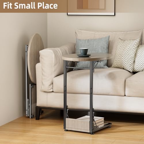Elbourn Folding Side Table End Couch Tables, C-Shaped TV Stand for Sofa - Image 7