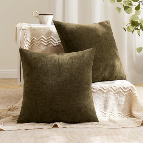 MIULEE Coffee Chenille Couch Throw Pillow Covers, 20x20 - Image 4