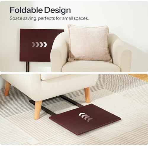 HOOBRO Folding TV Tray Tables, Set of 2 Side Table for Small Space, Industrial Snack Tables for Eating at Couch, Stable Metal Frame, Easy Assembly, Space Saving, Brown BR25BZ01 - Image 6