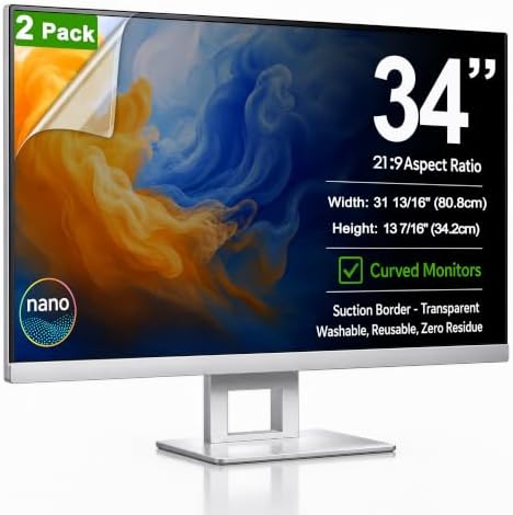 2 Pack 34" Nano Suction Privacy Screen for Computer Monitor by Pozlle