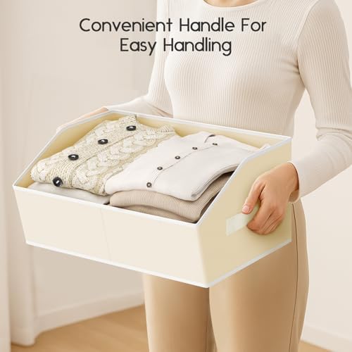 Homsorout Large Closet Organizers and Storage Bins - 10 Pack Trapezoid Storage Baskets for Shelves, Foldable Fabric Basket with Handles Ideal for Closet, Basket, Wardrobe and Shelf Storage, Beige - Image 5