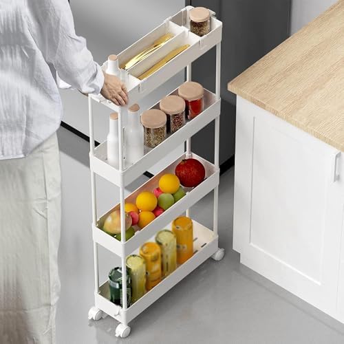 SPACELEAD 2-piece Set Slim Storage Cart 3 Tier,Bathroom Organizer Rolling Utility,Mobile Shelving Unit Slide Out for Office, Kitchen, Laundry Room & Narrow Places - Image 5