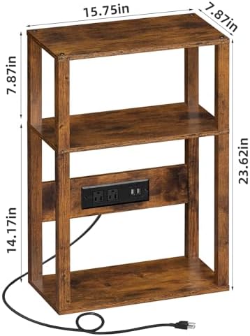 YUFAM 3-Tier Narrow Bedside Table Set 2 for Small Spaces, Skinny Nightstand - Image 3