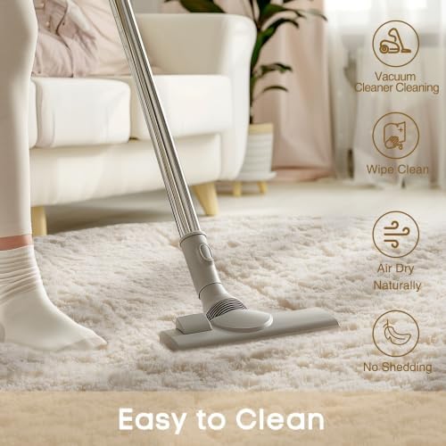 Ophanie Round Washable Rugs 5Ft Ivory Circle Area Rug,Baby Nursery Living Room Bedroom Decor Circular Carpet 5 Foot,Fluffy Fuzzy Shag Plush Cream for Kids Boys Girls Teen with Over 99 pcs Pile fibers - Image 6