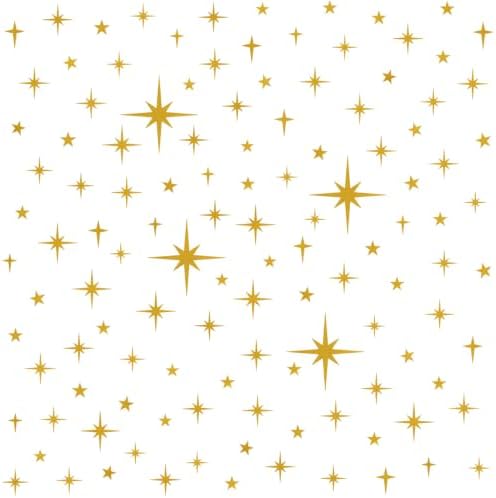 120 Pcs Glitter Gold Star Wall Decals | Retro Starburst Decor, Assorted Shapes & Sizes, Peel and Stick by AOWDIAO