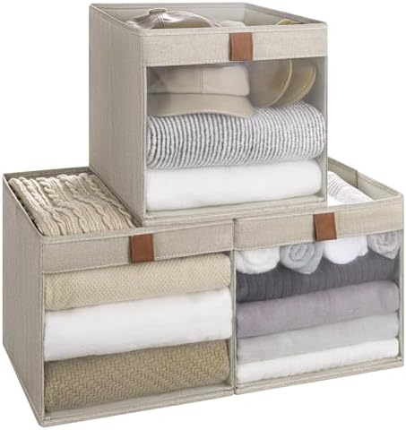 StorageWorks 11x11 Storage Cube with Clear Window, Brown and Beige, 3-Pack by StorageWorks