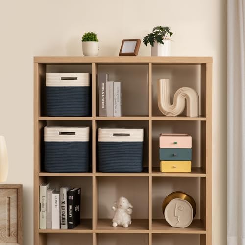 OIAHOMY Storage Cubes 11 Inch Storage Bins 3-Pack Square Baskets Blue - Image 2