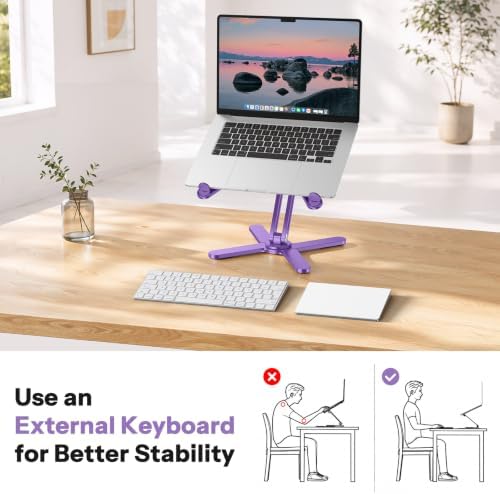 OMOTON LA10 360° Rotating Laptop Stand Riser Foldable for Desk, Purple - Image 4