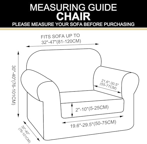 U-NICE HOME 2 Pieces Chair Covers Stretch Chair Slipcover, Black - Image 7