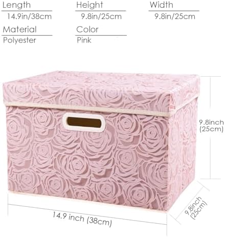PRANDOM Collapsible Storage Boxes with Lids Fabric Decorative Storage Bins Cubes Organizer Containers Baskets with Cover Handles Divider for Bedroom Closet Living Room 14.9x9.8x9.8 Inch 1 Pack - Image 4