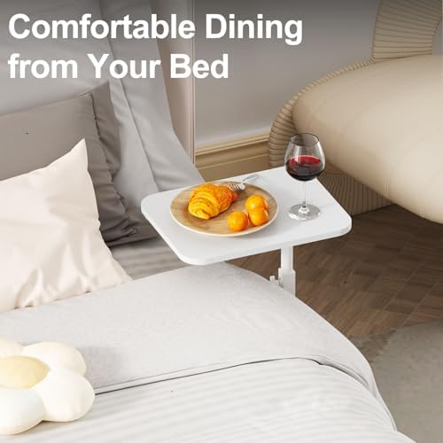 Side Table Sofa Tray for Couch Heavy Metal Base Swivel/Adjustable Height - Image 7